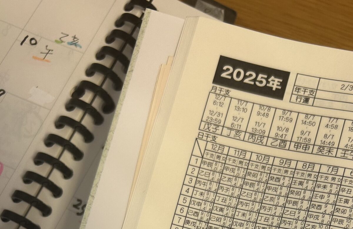 万年暦の部分的引用写真