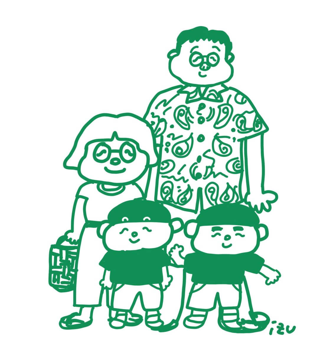 イズファミリーの似顔絵