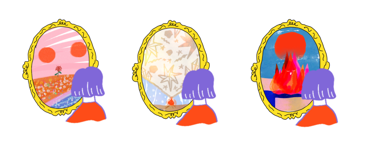 人それぞれ心の景色を眺めるイメージイラスト