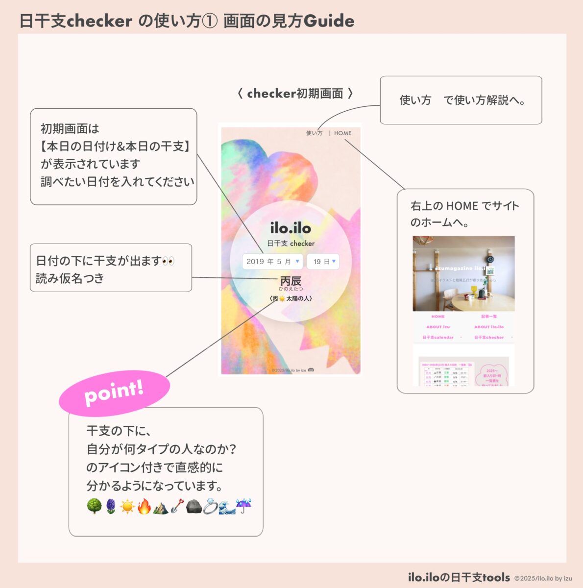 日干支チェッカー画面ガイド