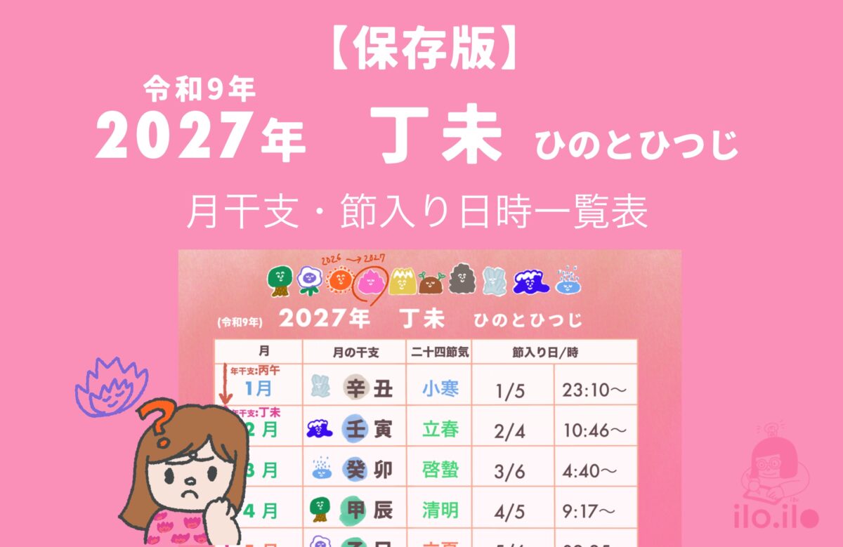 2027年丁未ひのとひつじの節入り日一覧